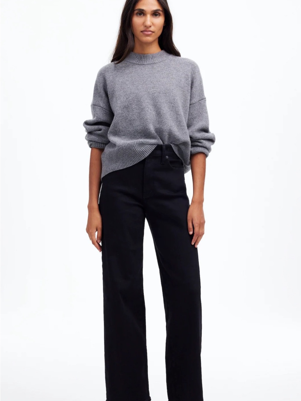 Madewell The Petite Perfect Vintage Wide-Leg Jean Black Rinse WashSuper Stretch